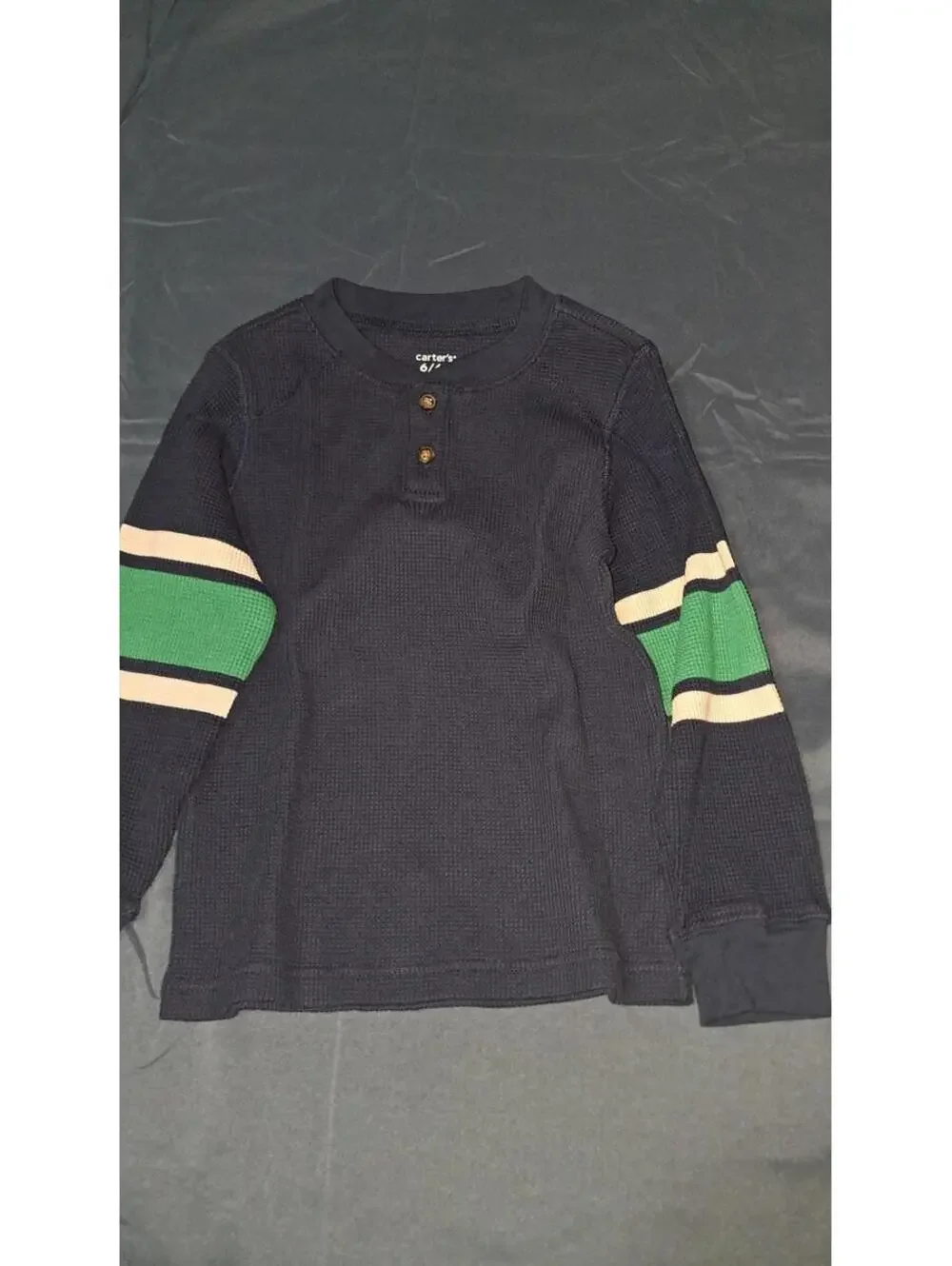 Carters: Boys Size 6/6A Navy/Green‎ Long Sleeve Thermal Shirt